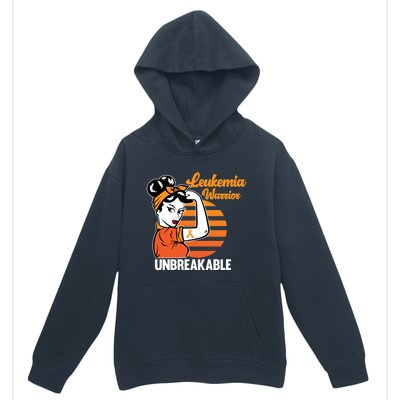 Leukemia Warrior Unbreakable Awareness Orange Ribbon Graphic Great Gift Urban Pullover Hoodie