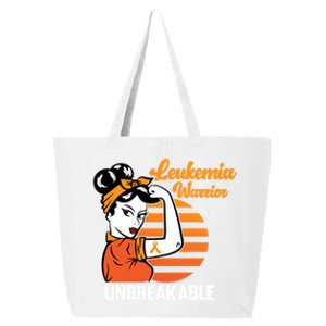 Leukemia Warrior Unbreakable Awareness Orange Ribbon Graphic Great Gift 25L Jumbo Tote