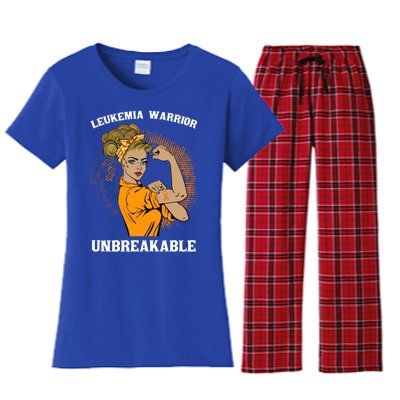 Leukemia Warrior Unbreakable Awareness Gift Women's Flannel Pajama Set