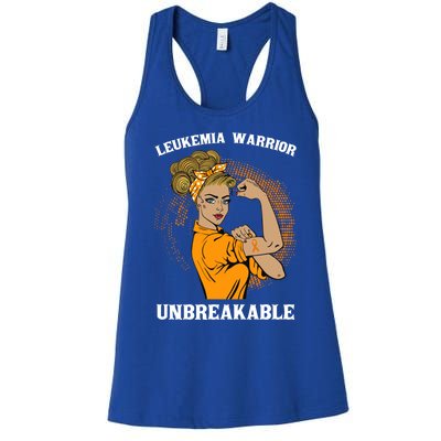 Leukemia Warrior Unbreakable Awareness Gift Women's Racerback Tank