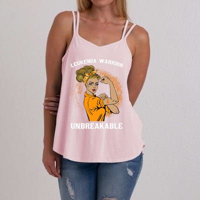 Leukemia Warrior Unbreakable Awareness Gift Women's Strappy Tank