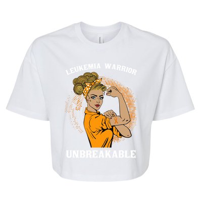 Leukemia Warrior Unbreakable Awareness Gift Bella+Canvas Jersey Crop Tee