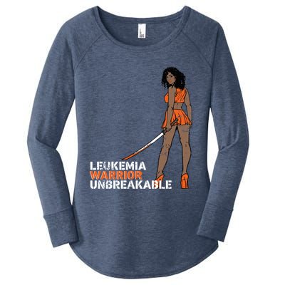 Leukemia Warrior Unbreakable Blood Cancer Awareness Melanin Gift Women's Perfect Tri Tunic Long Sleeve Shirt