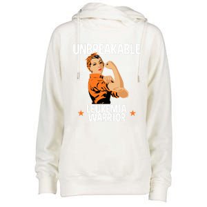 Leukemia Warrior Unbreakable Gift Awareness Gift Meaningful Gift Womens Funnel Neck Pullover Hood