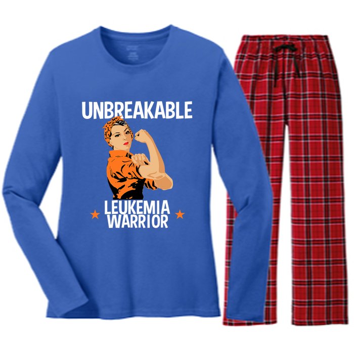 Leukemia Warrior Unbreakable Gift Awareness Gift Meaningful Gift Women's Long Sleeve Flannel Pajama Set 