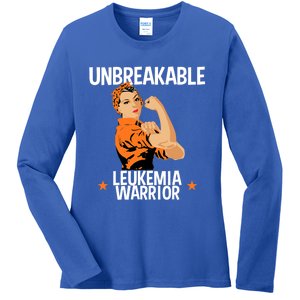 Leukemia Warrior Unbreakable Gift Awareness Gift Meaningful Gift Ladies Long Sleeve Shirt