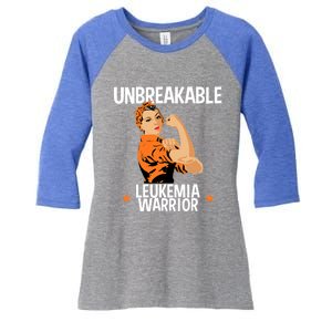 Leukemia Warrior Unbreakable Gift Awareness Gift Meaningful Gift Women's Tri-Blend 3/4-Sleeve Raglan Shirt