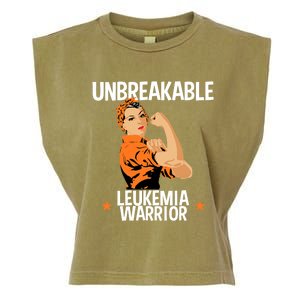 Leukemia Warrior Unbreakable Gift Awareness Gift Meaningful Gift Garment-Dyed Women's Muscle Tee