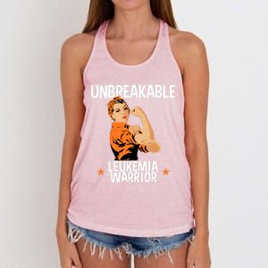 Leukemia Warrior Unbreakable Gift Awareness Gift Meaningful Gift Women's Knotted Racerback Tank