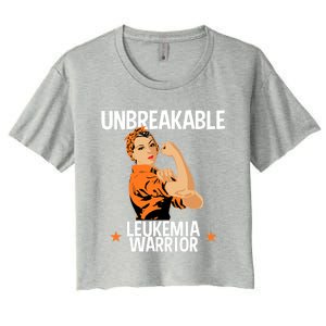 Leukemia Warrior Unbreakable Gift Awareness Gift Meaningful Gift Women's Crop Top Tee