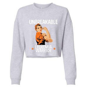 Leukemia Warrior Unbreakable Gift Awareness Gift Meaningful Gift Cropped Pullover Crew