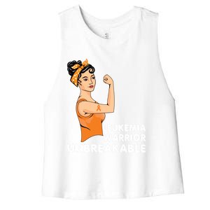 Leukemia Warrior Unbreakable Support Squad Orange Ribbon Gift Women's Racerback Cropped Tank