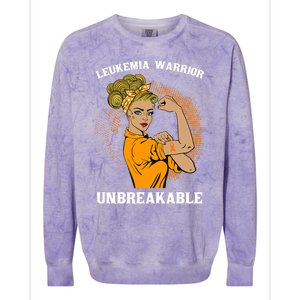 Leukemia Warrior Unbreakable Meaningful Gift Awareness Gift Cute Gift Colorblast Crewneck Sweatshirt