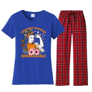 Leukemia Warrior Unbreakable Gift Awareness Gift Women's Flannel Pajama Set