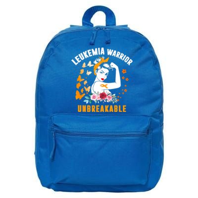 Leukemia Warrior Unbreakable Orange Ribbon Strong Meaningful Gift 16 in Basic Backpack