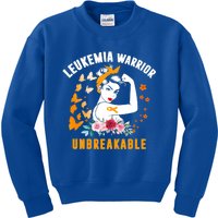 Leukemia Warrior Unbreakable Orange Ribbon Strong Meaningful Gift Kids Sweatshirt