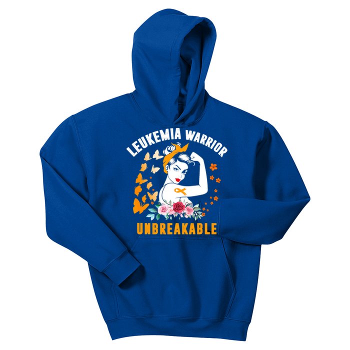 Leukemia Warrior Unbreakable Orange Ribbon Strong Meaningful Gift Kids Hoodie