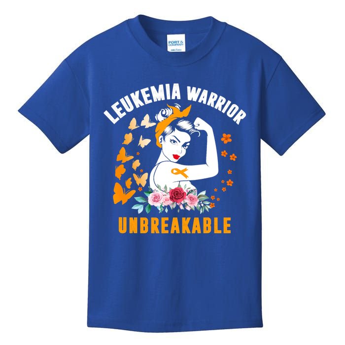 Leukemia Warrior Unbreakable Orange Ribbon Strong Meaningful Gift Kids T-Shirt