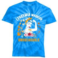 Leukemia Warrior Unbreakable Orange Ribbon Strong Meaningful Gift Kids Tie-Dye T-Shirt