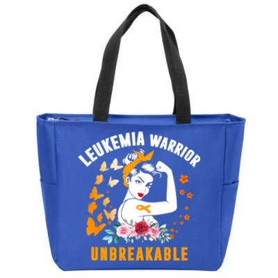 Leukemia Warrior Unbreakable Orange Ribbon Strong Meaningful Gift Zip Tote Bag