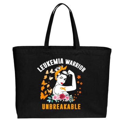 Leukemia Warrior Unbreakable Orange Ribbon Strong Meaningful Gift Cotton Canvas Jumbo Tote