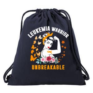 Leukemia Warrior Unbreakable Orange Ribbon Strong Meaningful Gift Drawstring Bag