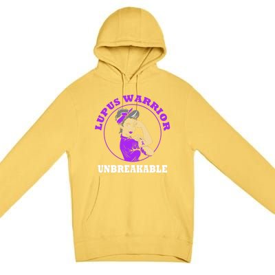 Lupus Warrior Unbreakable Lupus Awareness Gift Premium Pullover Hoodie