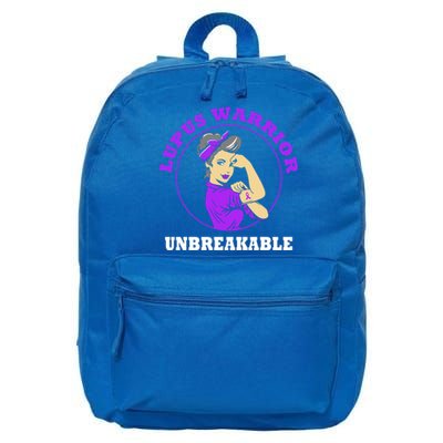 Lupus Warrior Unbreakable Lupus Awareness Gift 16 in Basic Backpack