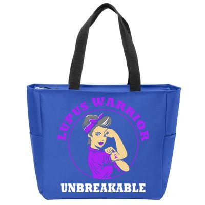 Lupus Warrior Unbreakable Lupus Awareness Gift Zip Tote Bag