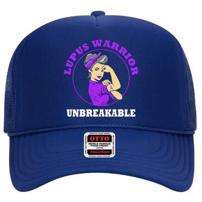 Lupus Warrior Unbreakable Lupus Awareness Gift High Crown Mesh Back Trucker Hat