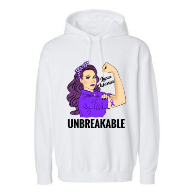 Lupus Warrior Unbreakable Purple Ribbon Awareness Gift Garment-Dyed Fleece Hoodie