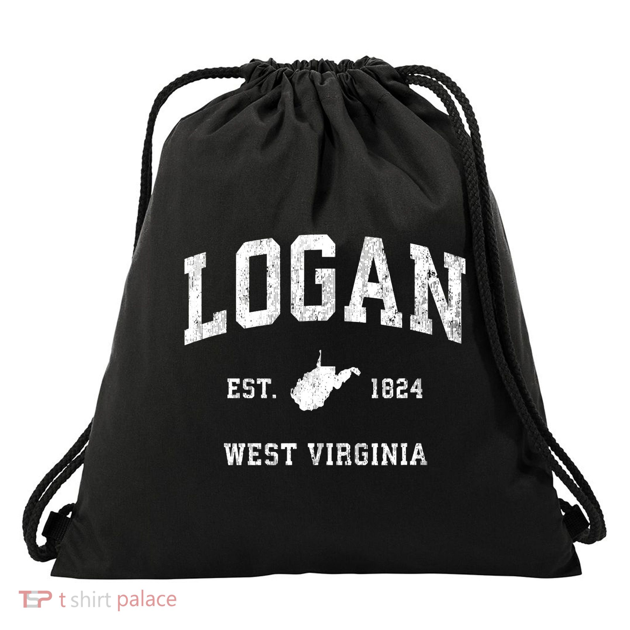 Logan West Virginia Wv Vintage Athletic Sports Design Drawstring Bag