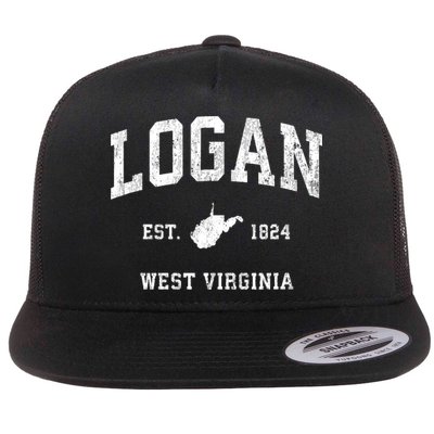 Logan West Virginia Wv Vintage Athletic Sports Design Flatbill Hat