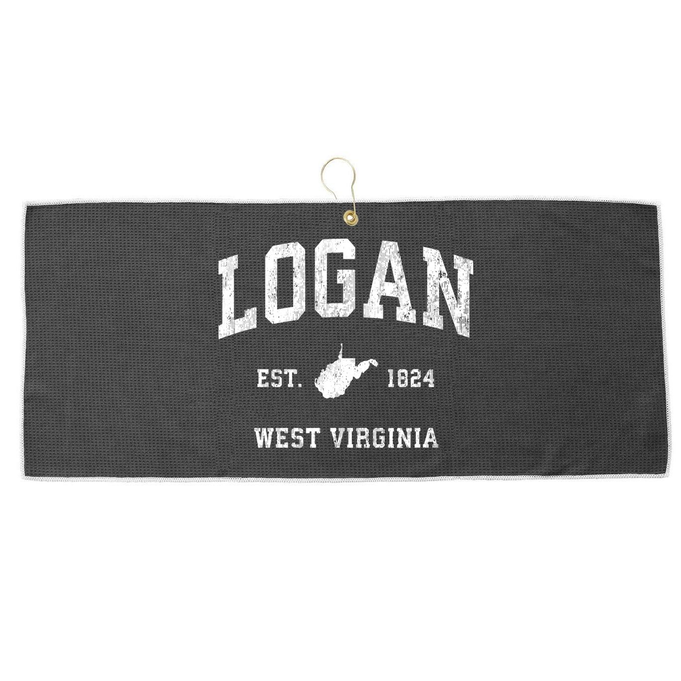 Logan West Virginia Wv Vintage Athletic Sports Design Large Microfiber Waffle Golf Towel