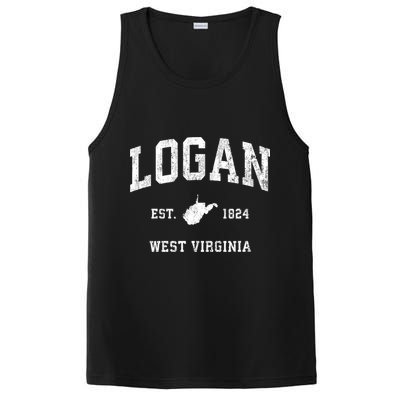 Logan West Virginia Wv Vintage Athletic Sports Design PosiCharge Competitor Tank