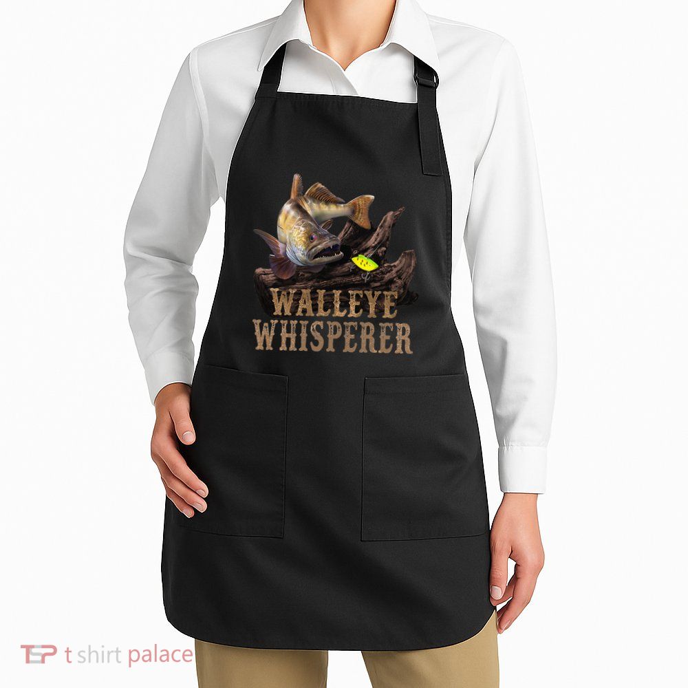 Large Walleye With Fishing Lure Drawing Walleye Whisperer Apron