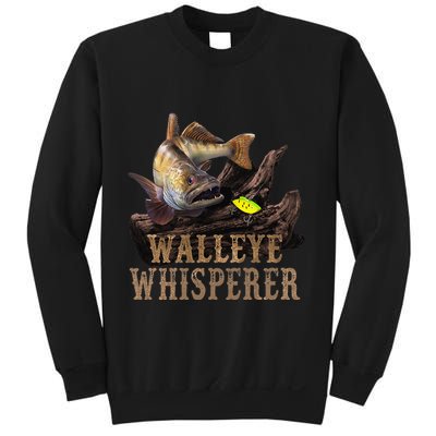 Large Walleye With Fishing Lure Drawing Walleye Whisperer Sweatshirt