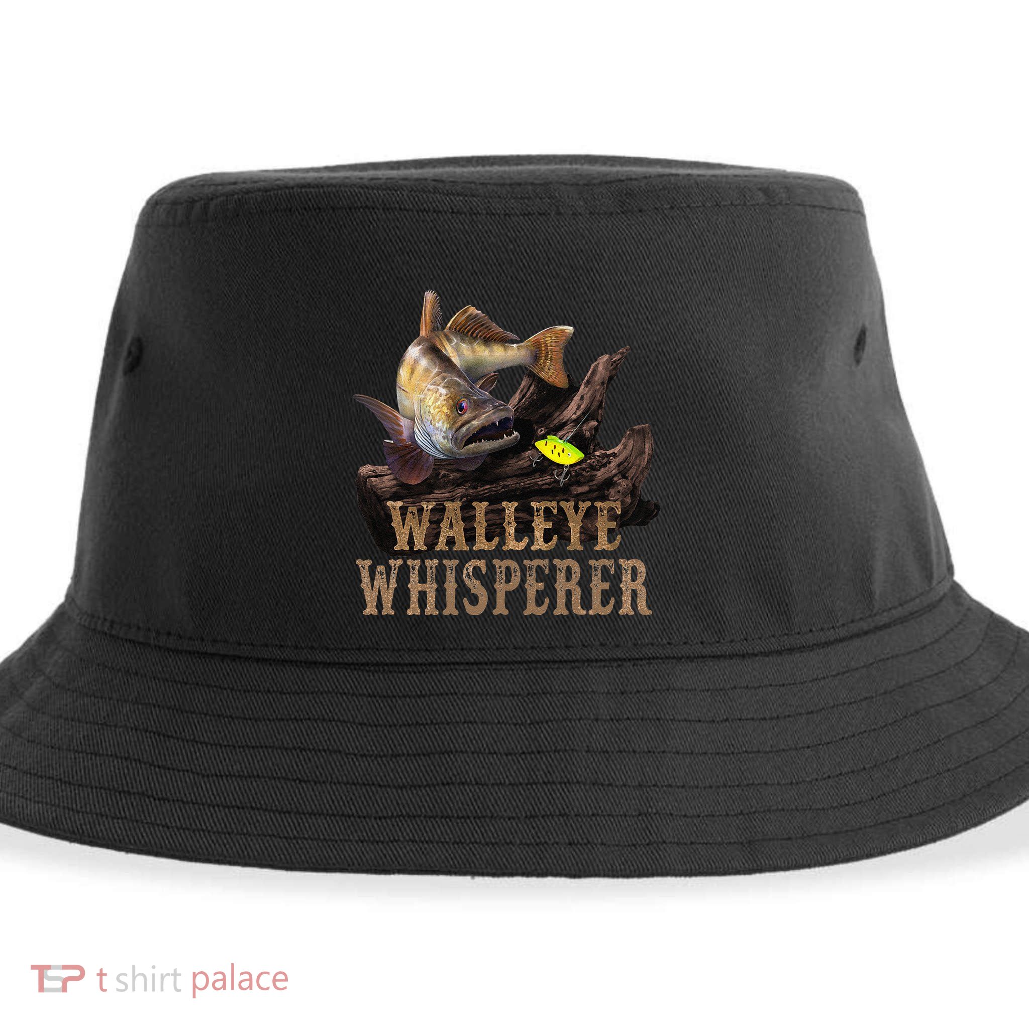 Large Walleye With Fishing Lure Drawing Walleye Whisperer Sustainable Bucket Hat