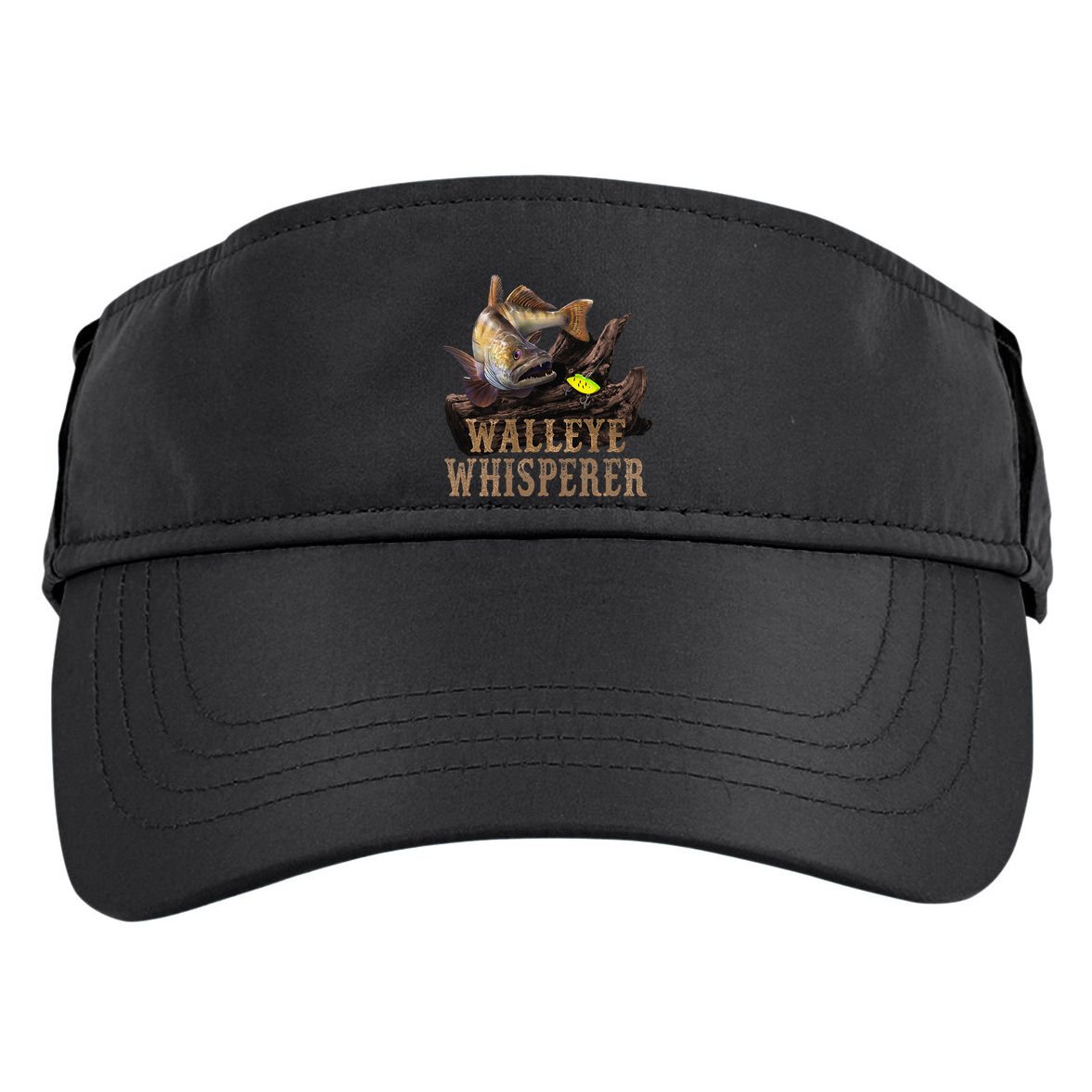 Large Walleye With Fishing Lure Drawing Walleye Whisperer Adult Drive Performance Visor