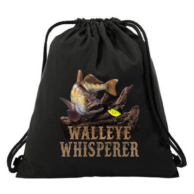 Large Walleye With Fishing Lure Drawing Walleye Whisperer Drawstring Bag