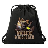 Large Walleye With Fishing Lure Drawing Walleye Whisperer Drawstring Bag