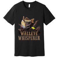 Large Walleye With Fishing Lure Drawing Walleye Whisperer Premium T-Shirt