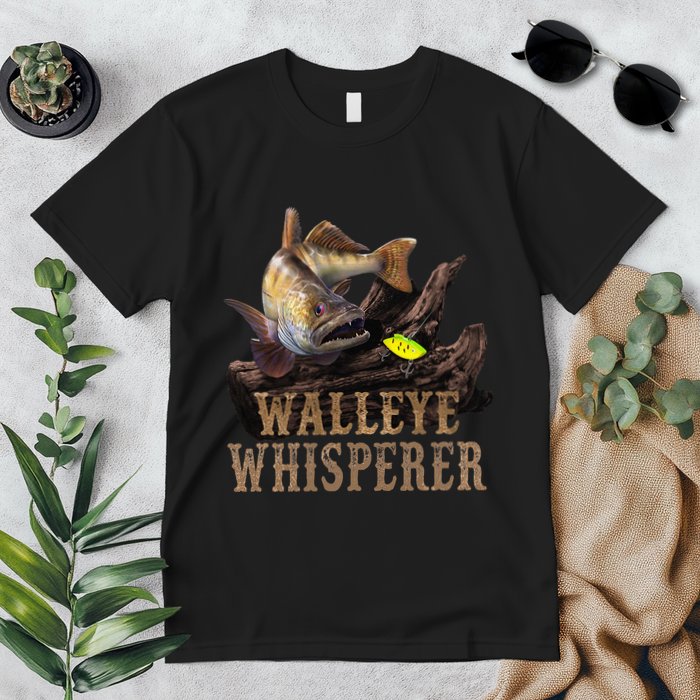 Large Walleye With Fishing Lure Drawing Walleye Whisperer Premium T-Shirt