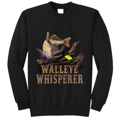 Large Walleye With Fishing Lure Drawing Walleye Whisperer Tall Sweatshirt