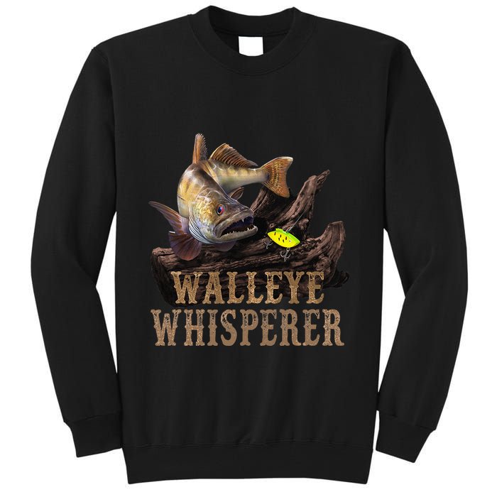 Large Walleye With Fishing Lure Drawing Walleye Whisperer Tall Sweatshirt