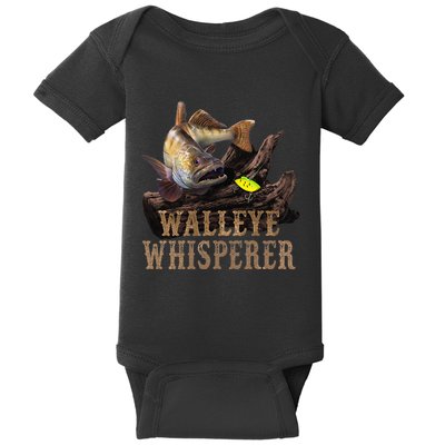 Large Walleye With Fishing Lure Drawing Walleye Whisperer Baby Bodysuit
