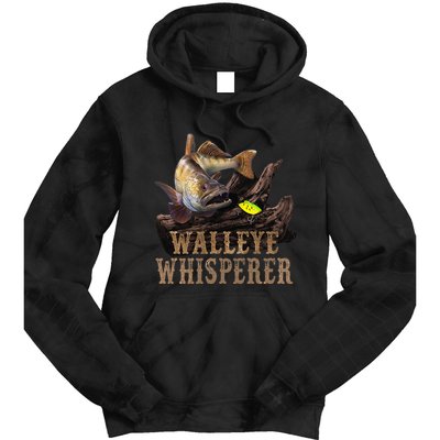 Large Walleye With Fishing Lure Drawing Walleye Whisperer Tie Dye Hoodie