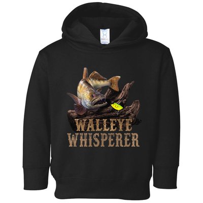 Large Walleye With Fishing Lure Drawing Walleye Whisperer Toddler Hoodie