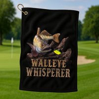 Large Walleye With Fishing Lure Drawing Walleye Whisperer Golf Towel