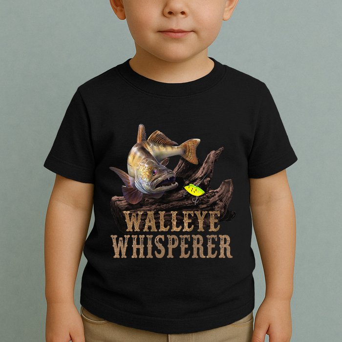 Large Walleye With Fishing Lure Drawing Walleye Whisperer Toddler T-Shirt